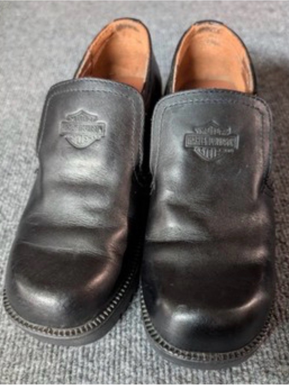 Harley-Davidson Women’s Black Leather Slip-On Casual Shoe w embossed logo